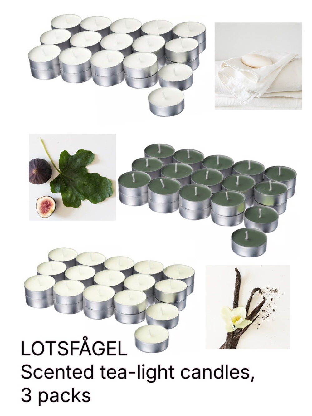 90 Scented Tea-Light Candles, White and Green